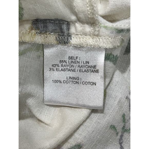 Tanya Taylor Inez Cream Multicolor Floral Print Linen Rayon Pockets Midi Dress 8 - Picture 10 of 16